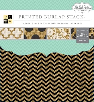 DCWVE American Crafts MS-019-00139 6 x 6 Inch Printed Burlap 16 Sheets Die Cuts with a View Mat Stacks