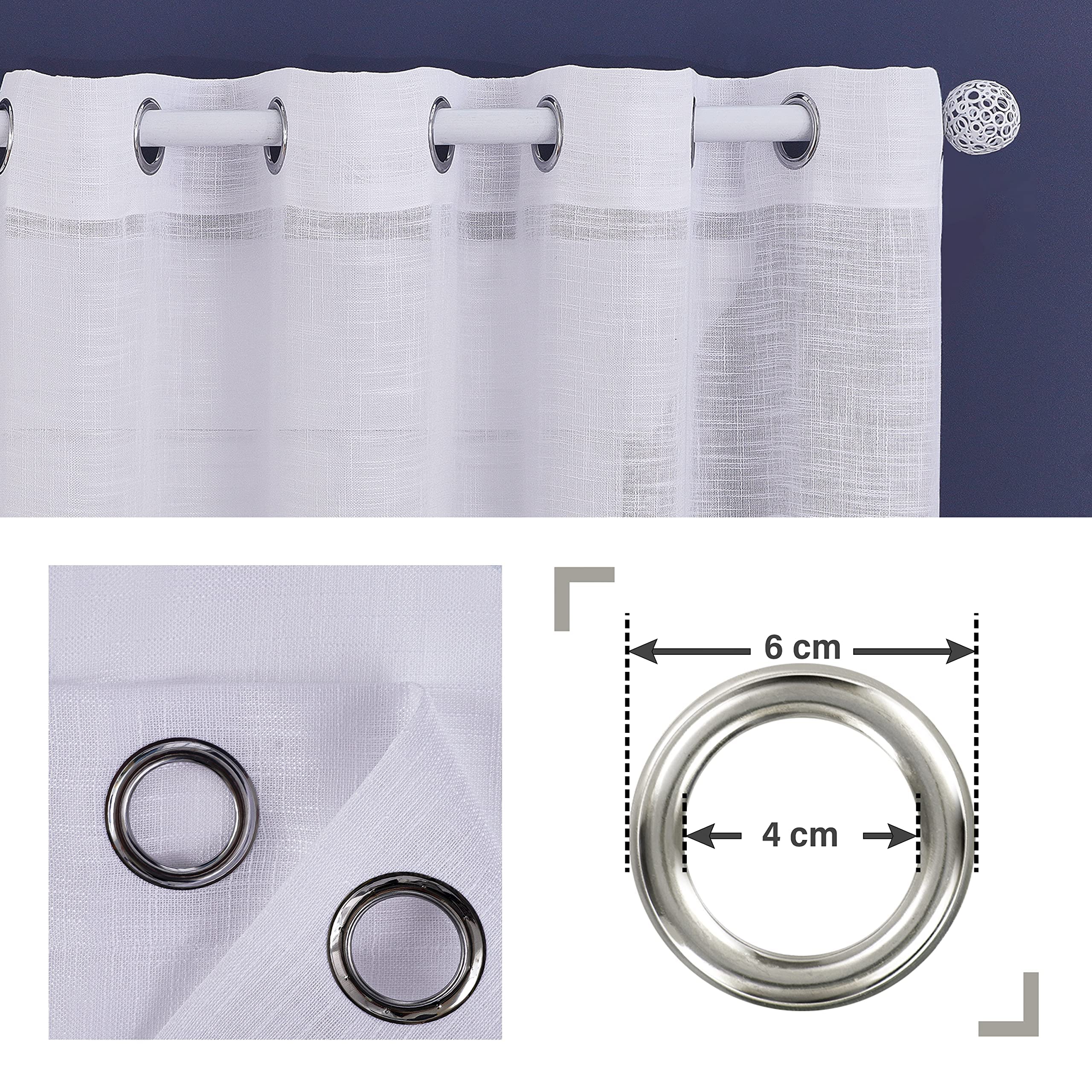 Topfinel Tende Oscuranti per Interni Lino Voile a Pannello Traslucido Tende Bianche Semitrasparenti con Occhielli 140x225 cm per Camera da Letto per Soggirono 2 Pannelli