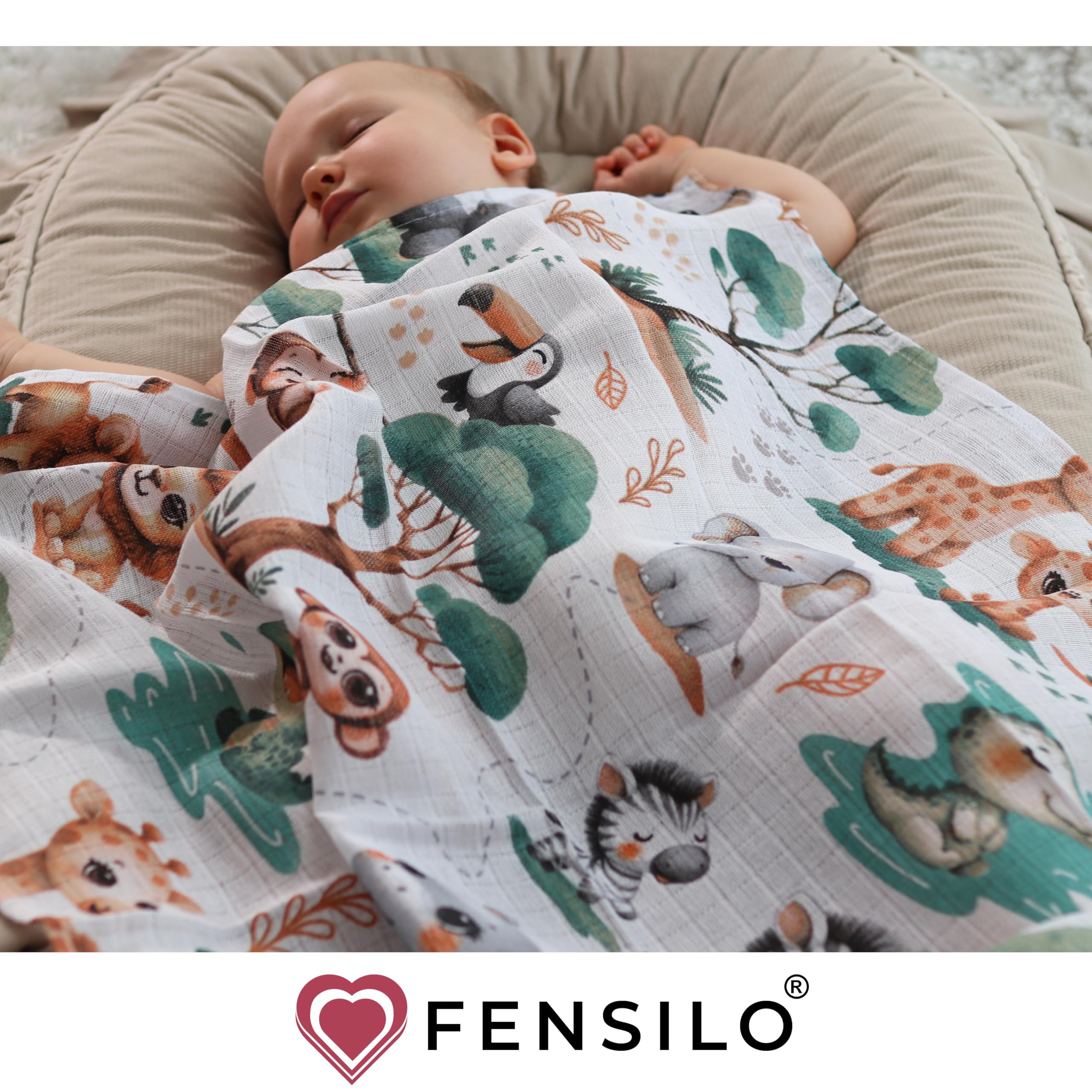 FENSILO Lot de 8 langes en mousseline pour bébé - 80 x 70 cm - Pour garçon et fille - 29