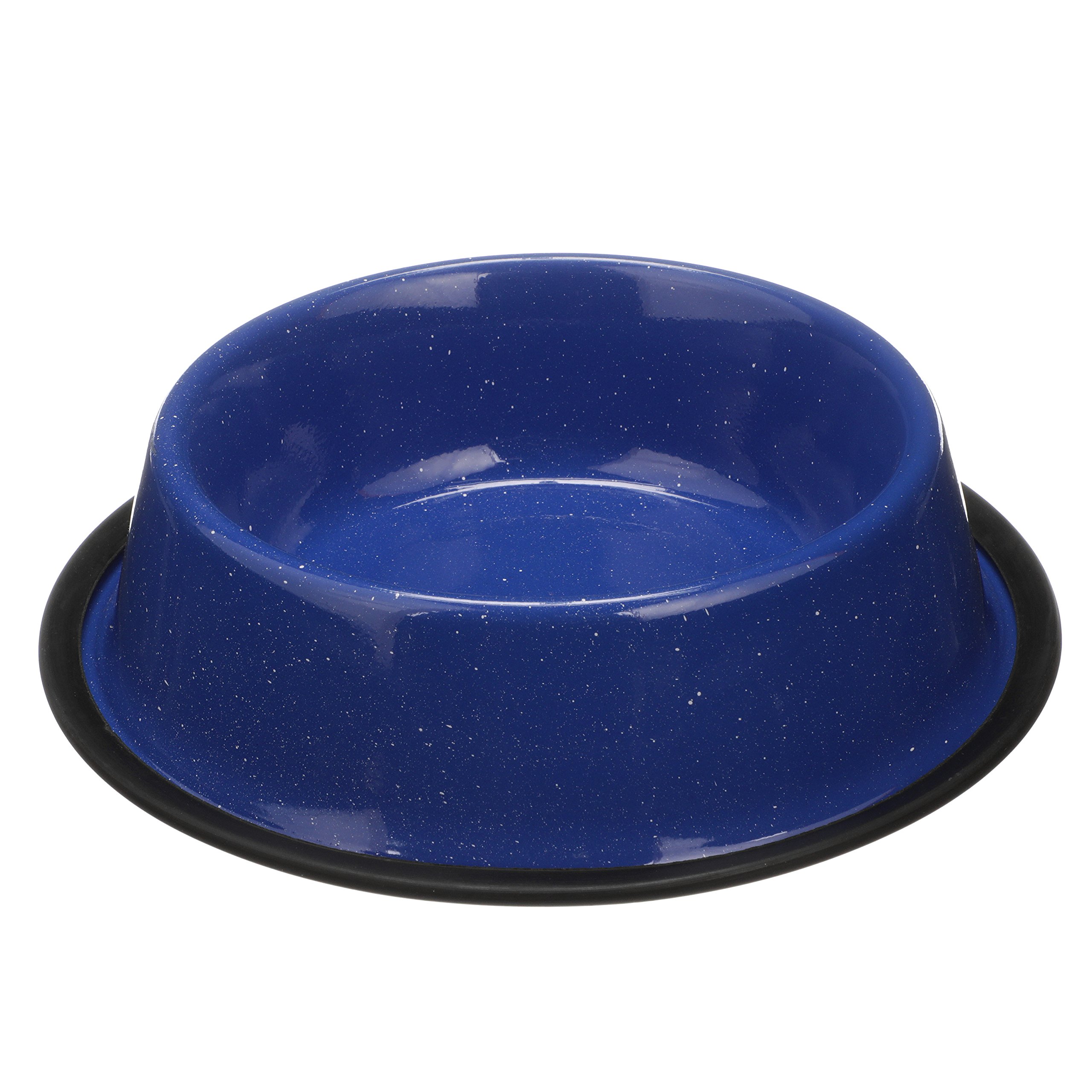 Neater Pet Brands - Outdoor Camping Style Pet Bowl - Enamel Ware Blue Black Granite Colors - Dog Cat No Tip Skid Bowls (32 oz, Blue)