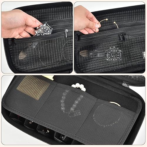 Miniatura 5 de Estuche organizador de lentes de sol, soporte para múltiples pares de anteojos, almacenamiento de viaje para lentes de sol con 8 compartimentos