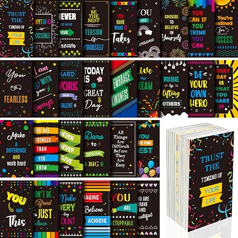 Gethelud 120 PCS Motivational Cards with 30 Designs, Inspirational Cards for Students and Book Lovers