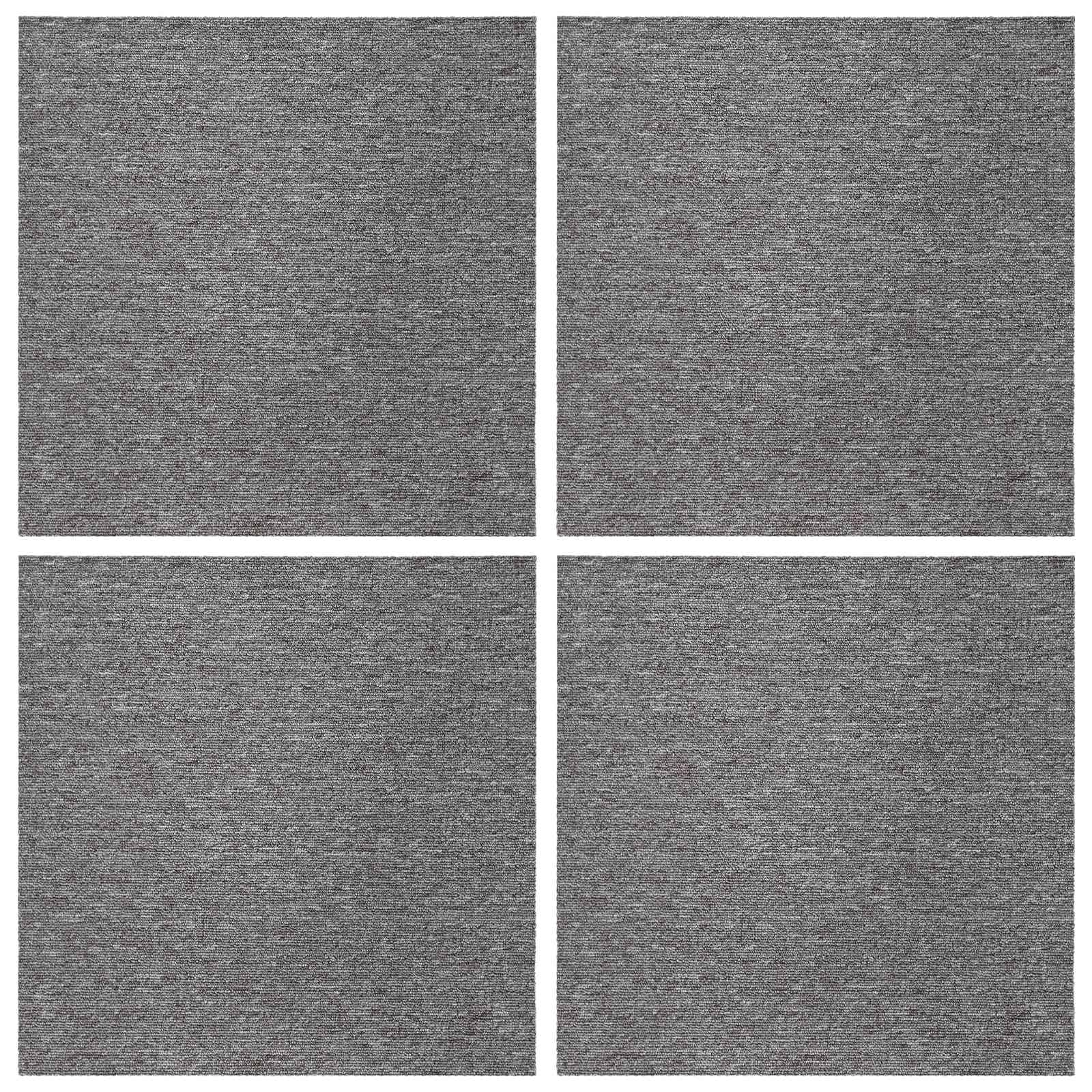 Teppichfliese Braun 50 x 50 cm 4 Stück PP und Bitumen Bodenbelag für Wohnzimmer Schlafzimmer Büro mit trittschalldämmung schutz und einfachem verlegen