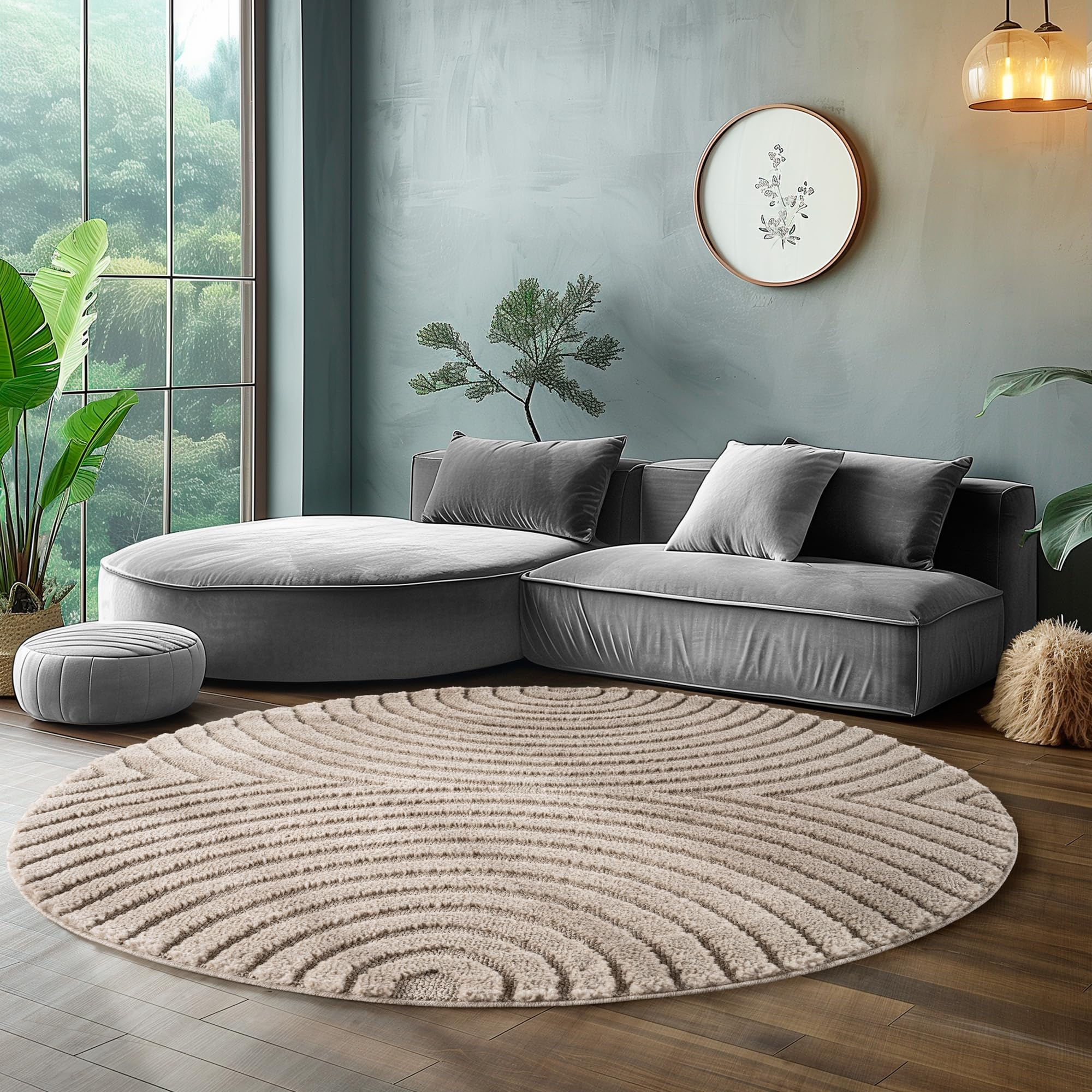 SIMPEX Teppich Hochflor Wohnzimmer Teppich, Weich & Flauschig, Skandinavisch Boho Stil, Langflor Shaggy, Pflegeleicht, Jute Rückseite