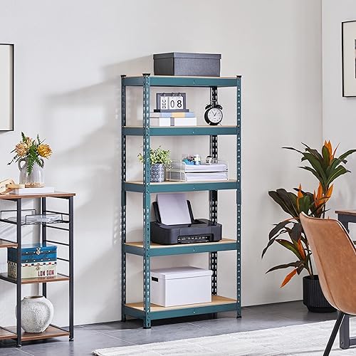 Miniatura 2 de Topeakmart 2 estantes utilitarios de 5 niveles, estantes de almacenamiento de metal, estantería de garaje, estantes de almacenamiento ajustables