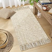 Vista 42 de MitoVilla Juego de 2 alfombras de baño estilo bohemio de granja, 2 unidades, 2 x 3 pies + 2 x 4.3 pies, alfombra de pasillo pequeña color marrón