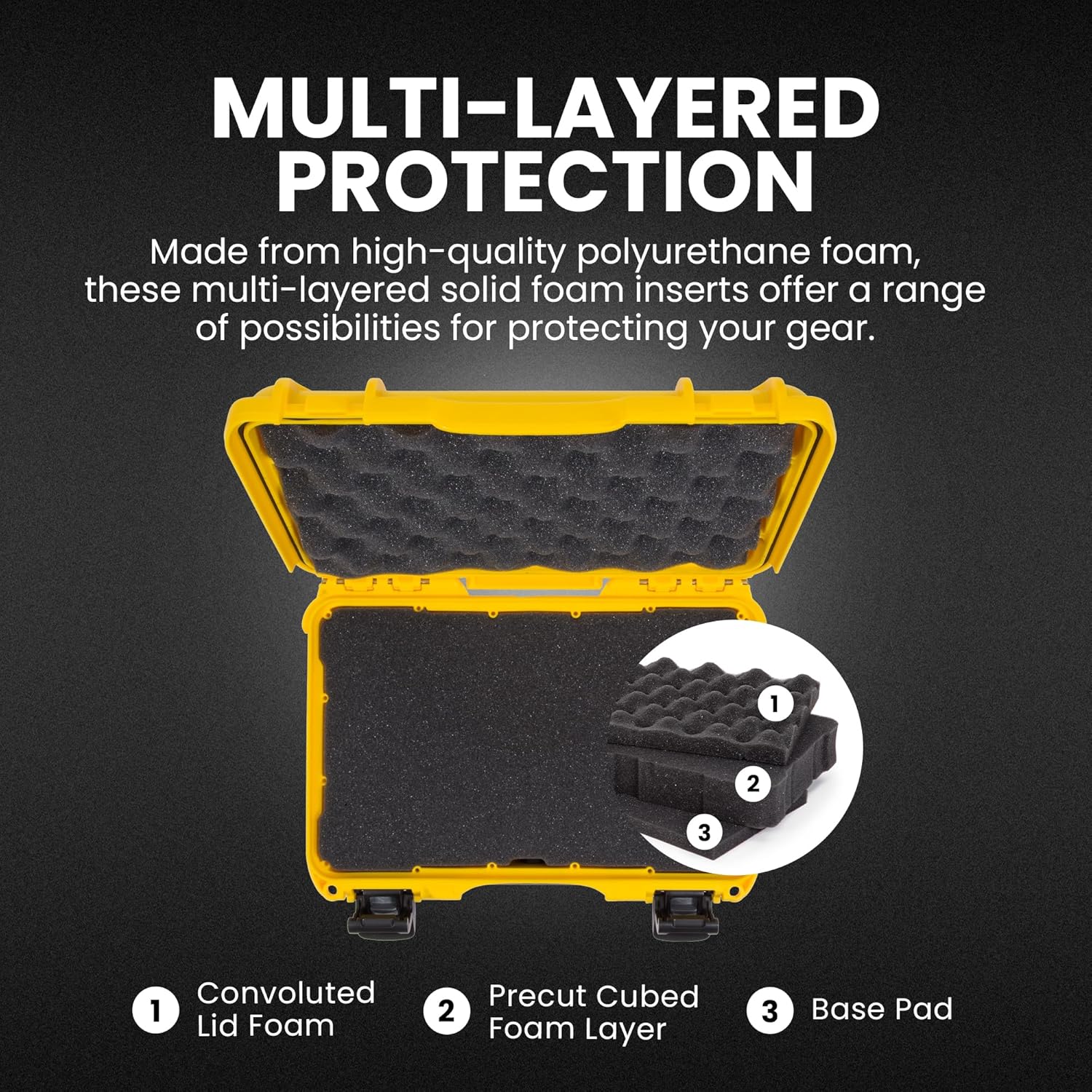 NANUK 909 Travel Hard Case with Customizable Cubed Foam – Waterproof Camera Case, 12.6” x 9” x 4.4”, Lightweight, Lockable, Dustproof, Impact-Resistant & Durable Protective Case – Yellow - Image 3