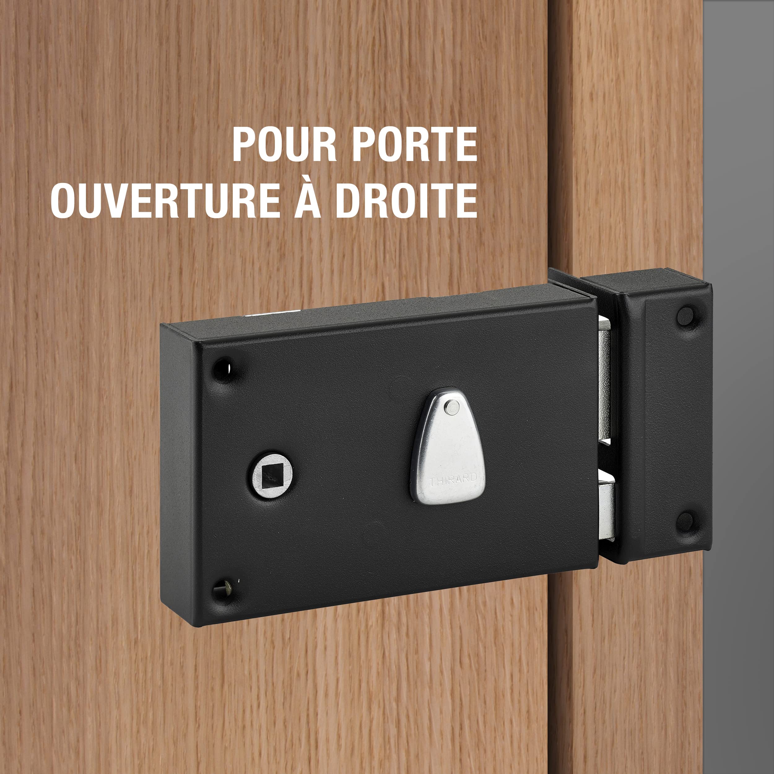 THIRARD - Serrure Horizontale en Applique 6 Gorges à Fouillot pour Entrée Droite - Axe 56 mm - Carré 7 mm - 140 x 88 mm - Noir - 2 Clés - Coffre et Gâche Acier Cambré | Serrure à fouillot 6 gorges horizontale droite