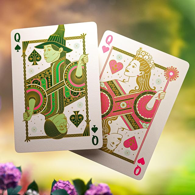 Foto 4 de 8 de theory11 Wicked Playing Cards - Baraja de póquer con temática de oro verde con ilustraciones de Glinda…