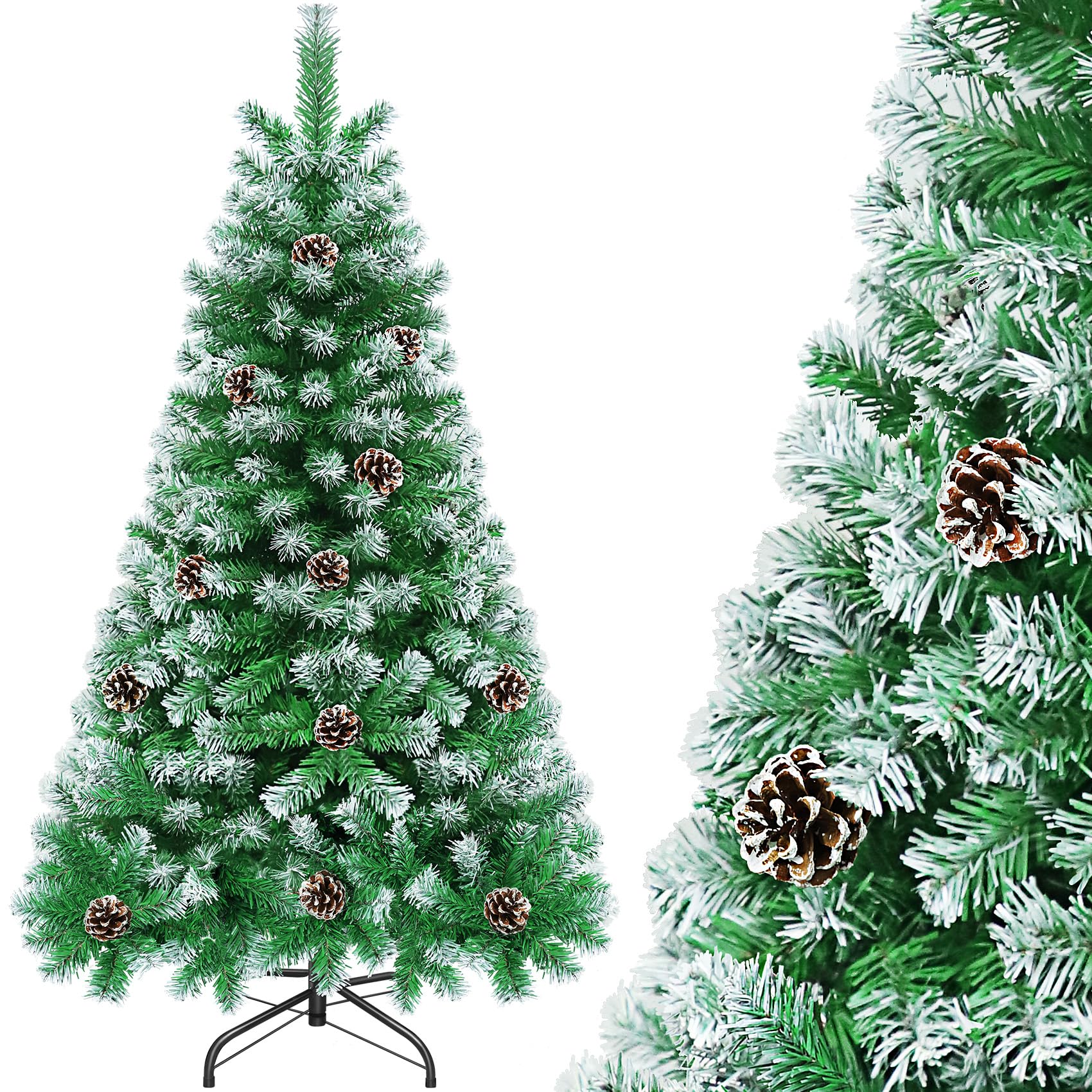 Vieux Sapin De Noël Artificiel Avec Branches Neigeuses Emboîtables - Métal Vintage