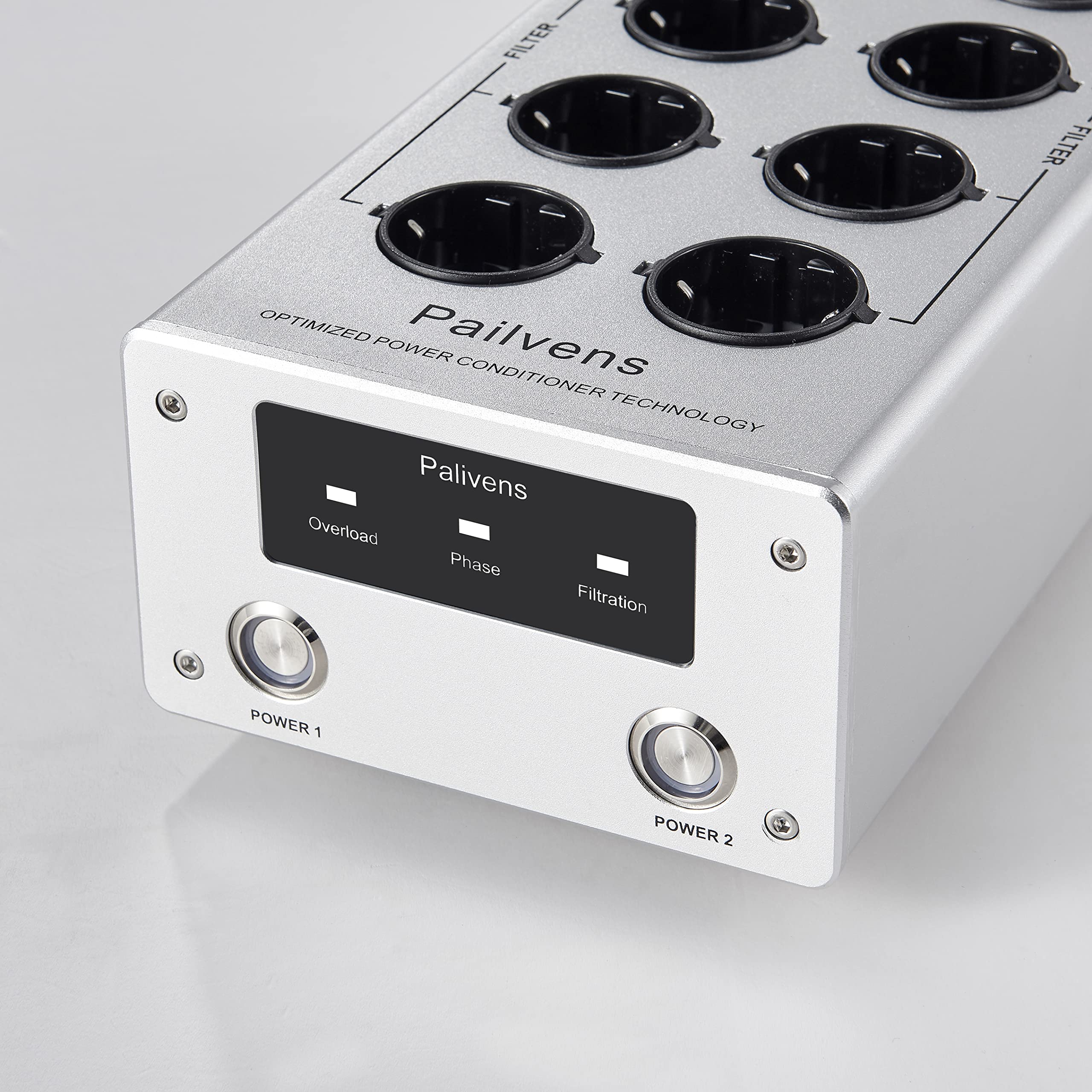 HiFi Presa con filtro di rete con grande display LED, G30, argento