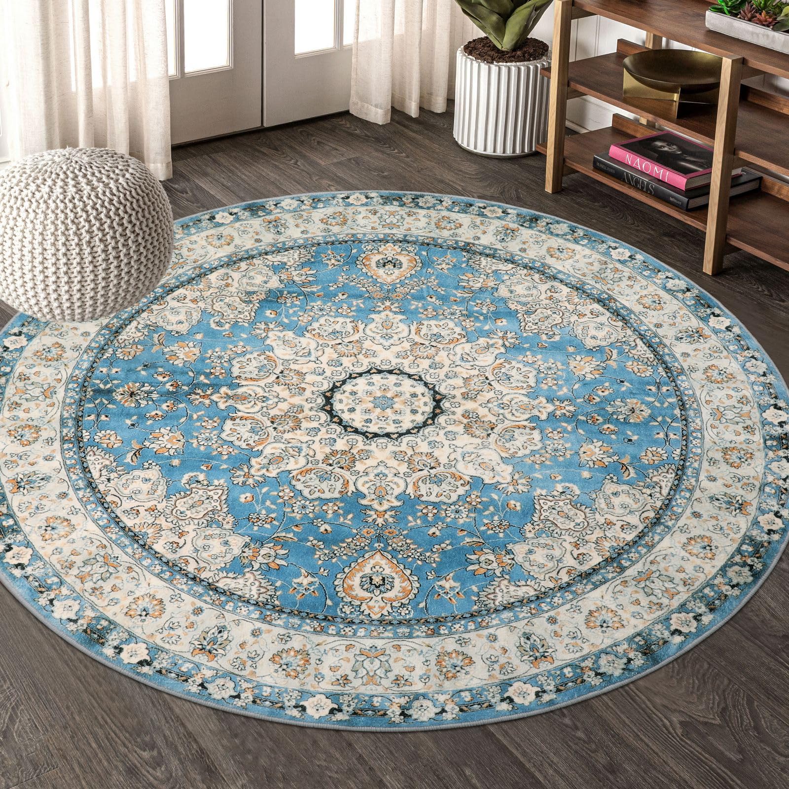 Amazon.com: Lahome Felice Oriental Floral Medallion Round Rug