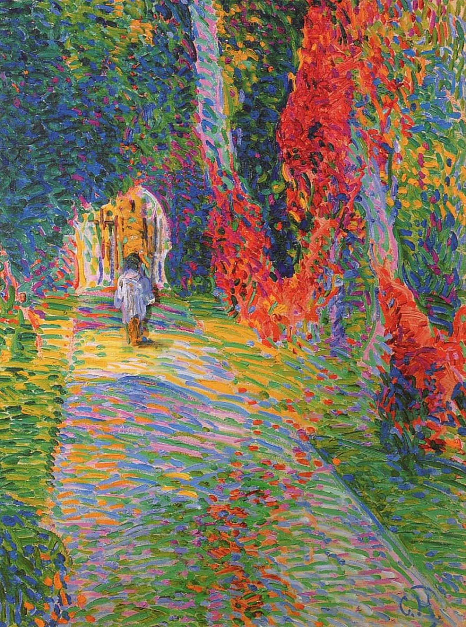 HRJUBWREE Retro Picture Art Painting Wall Poster Herbstlicher Parkweg in Pretzfeld by Curt Herrmann Vintage Art Print for Office Decor 60x90cm