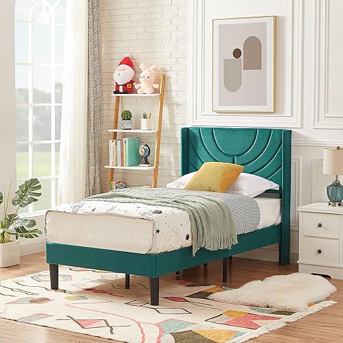 Miniatura 60 de VECELO Base de cama tamaño matrimonial tapizada con cabecera de tela, soporte de listones de madera, no necesita somier, base de colchón, color