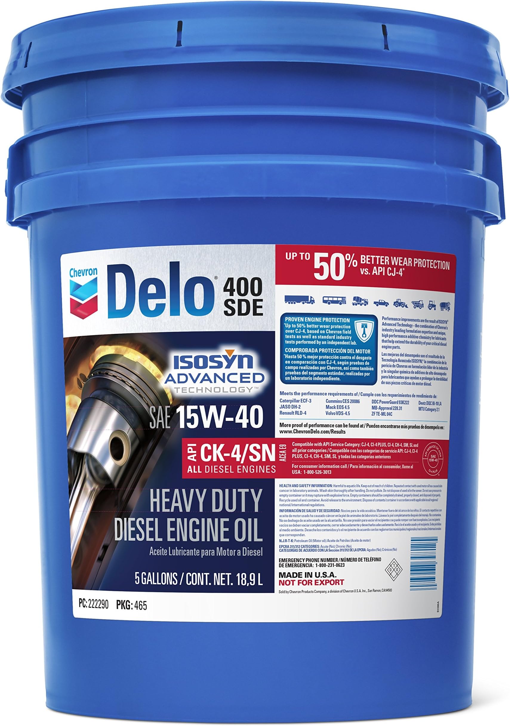 5G-15W40-Each Delo 400 SDE 15W40 – 5 Gallon