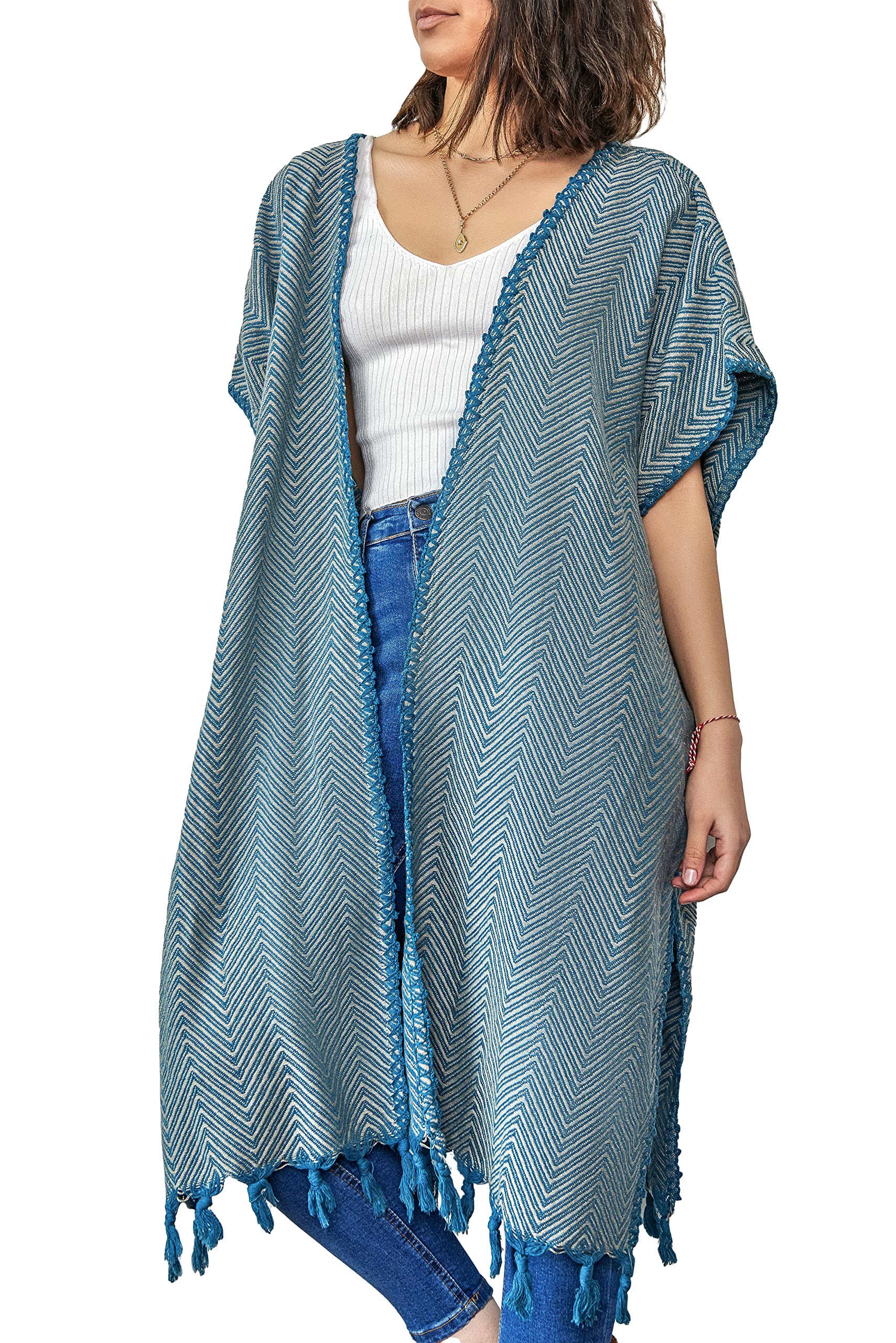Kimono ethnique pour femme | 100 % coton anatolie de qualité supérieure | Tissé à la main par des artisans locaux | Séchage rapide | Convient pour toutes les saisons | Taille unique | Style