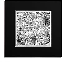 Vista 150 de O3 Design Studio Mapa de corte de papel Madrid negro mate de 20 x 20 pulgadas