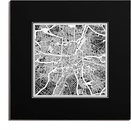 Miniatura 150 de O3 Design Studio Mapa de corte de papel Madrid negro mate de 20 x 20 pulgadas