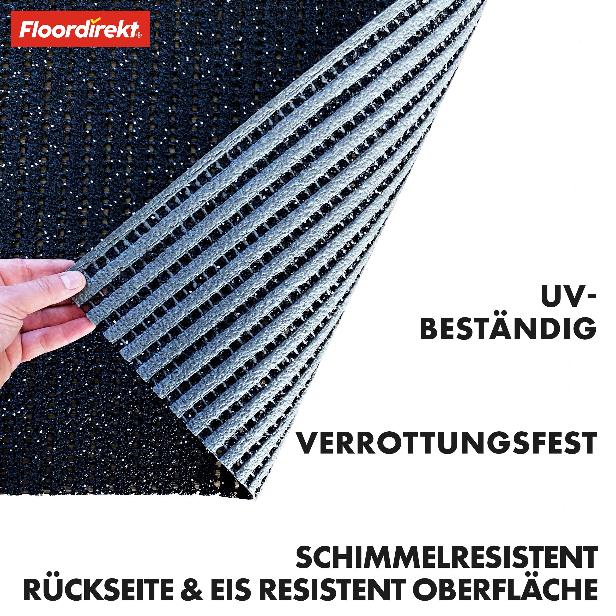 Floordirekt Sicherheitsmatte gegen Glätte - Outdoor Teppich mit Rutschfester Granulat Beschichtung - Antirutschmatte für Außenbereich - 120 cm Breite und viele Farben und Längen (1 m, anthrazit)