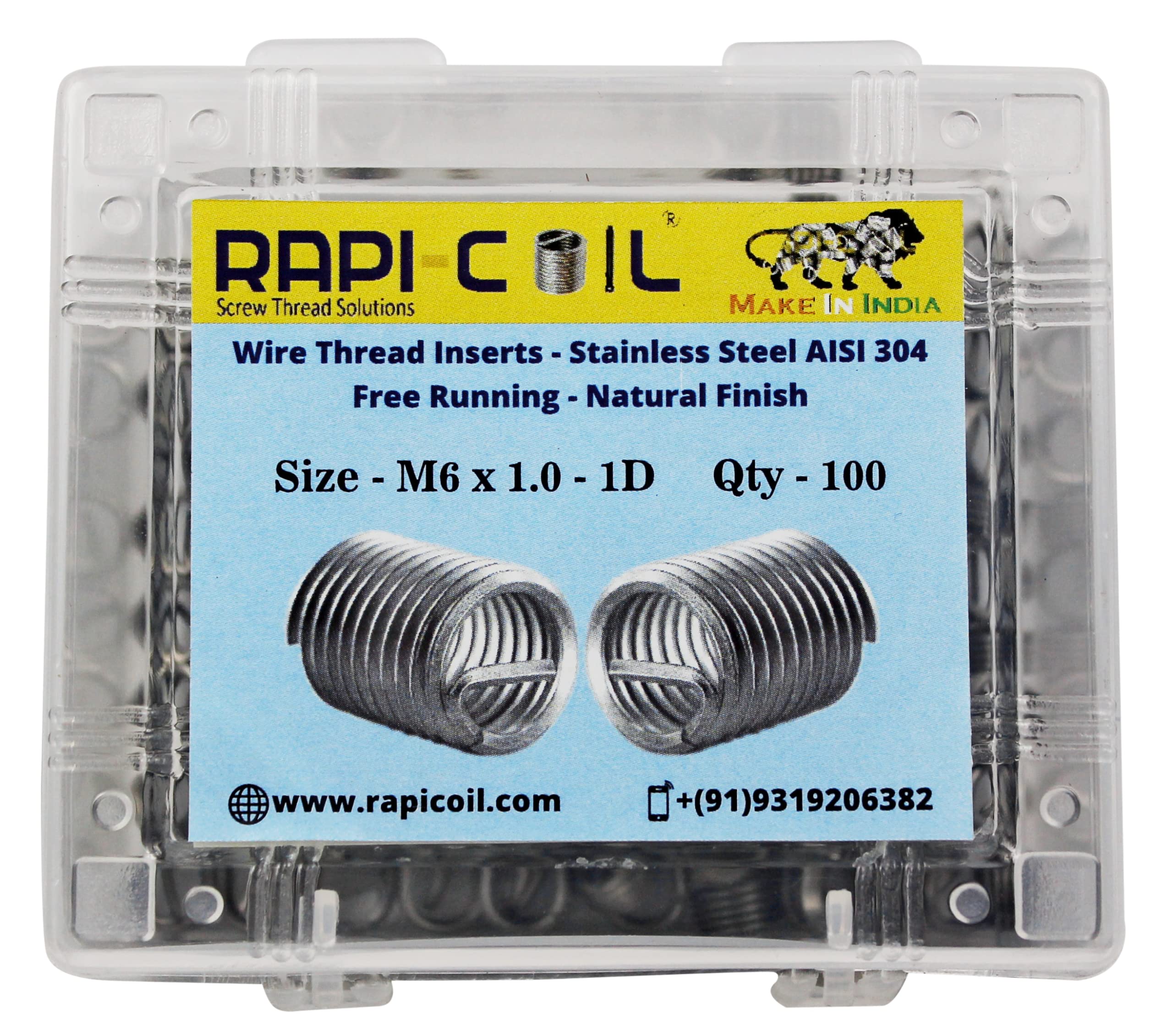 RAPI-COIL® 304 Stainless Steel Metric - Wire Thread Inserts Kit (M6 x 1.0, 1D)