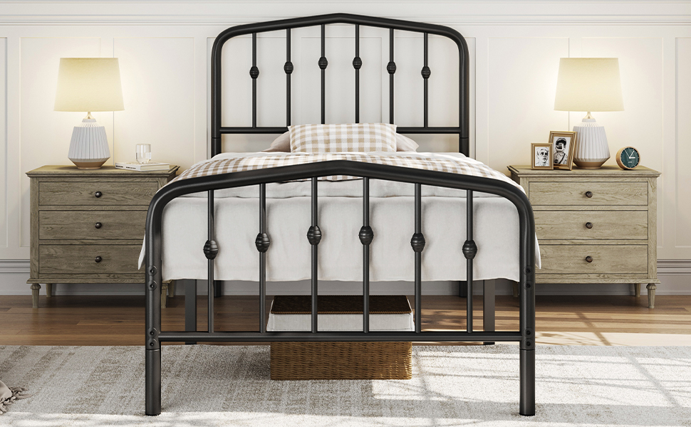 Amazon.com: Yaheetech Metal Bed Frame Twin Size Metal Platform Bed