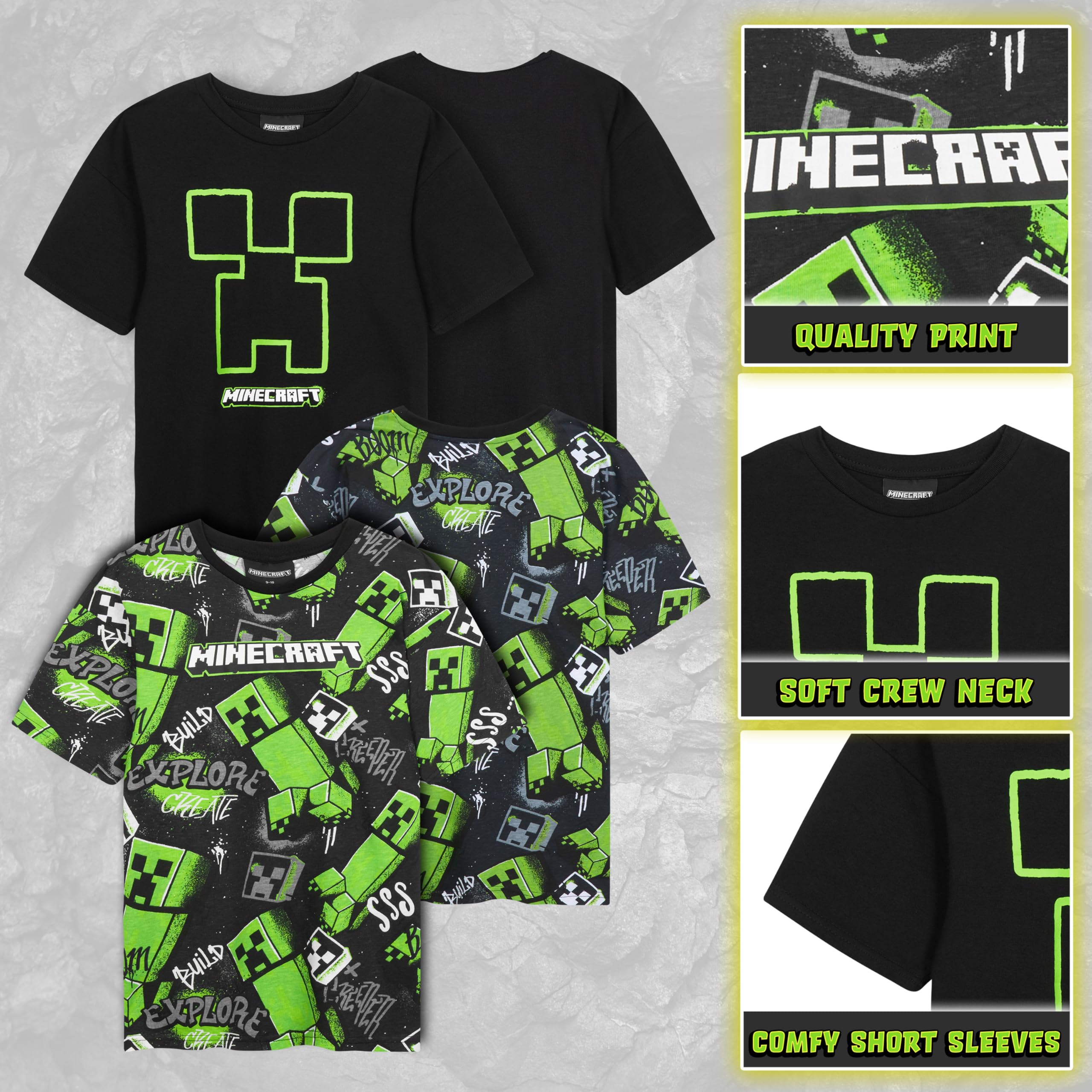 Pokemon | Minecraft | Fortnite T-Shirt Garcon, Lot Multiple Ras du Cou et Manches Courtes Respirant T Shirt Ete, Gaming Merchandise Idee Cadeau