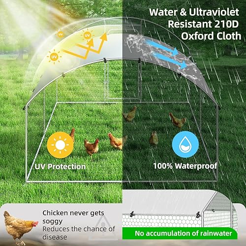 Miniatura 4 de Jaula grande de metal para gallinero con cubierta impermeable y resistente a los rayos UV, gallinero al aire libre para uso en granja en el patio