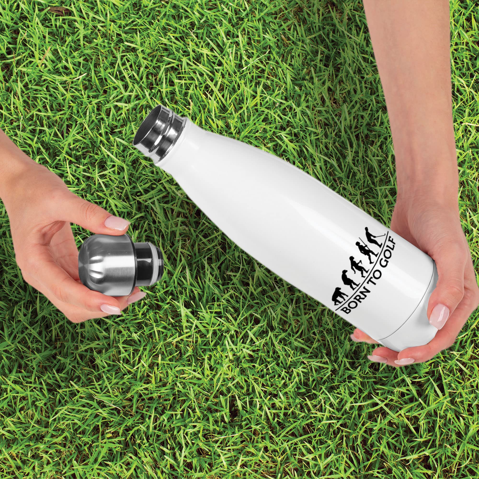 Botella isotérmica blanca con diseño de evolución golf 2