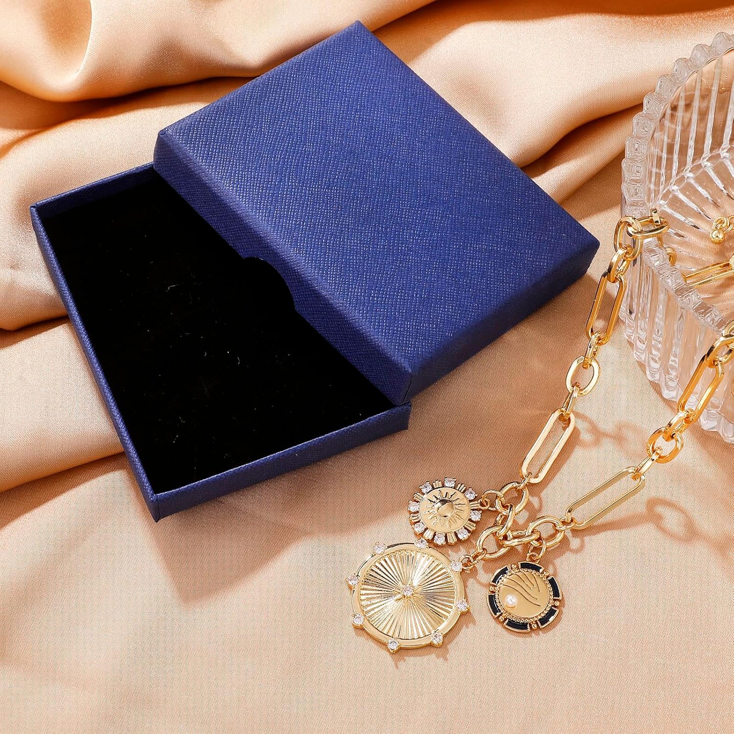 Sun Heart Charm Choker Necklace for Women Men,18k Gold Plated With Zircons Inlaid Pendants,Thick Chunky Paperclip Chain Hip Hop Necklace Unisex Jewelry,Cuban Link Chain for Women Trendy (Sun) - Image 5