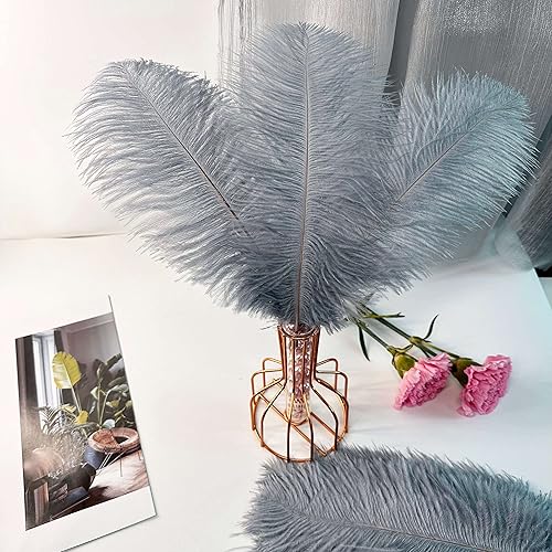 Miniatura 9 de Piokio 25 plumas de avestruz azul natural de 10-12 pulgadas a granel para centros de mesa de fiesta de boda, decoraciones de Gatsby