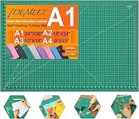 Idemeet 24x36 Inch A1 Self-Healing Rotary Cutting Mat - 2600g Density-Upgraded 5-Ply Green Mat for Quilting, Sewing & Crafts
