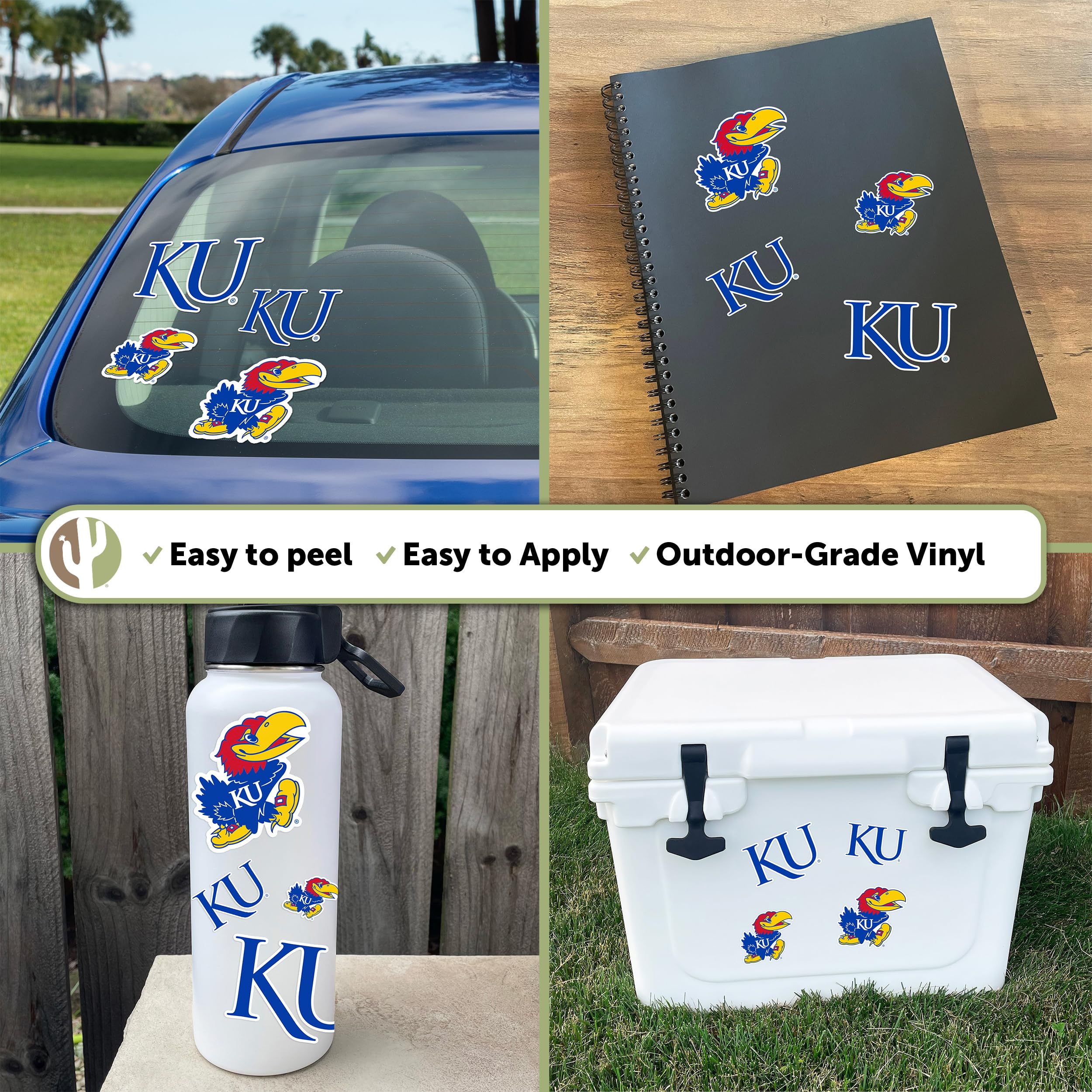 Desert Cactus The University of Kansas Sticker Jayhawks KU Sticker Vinyl Decals Laptop Water Bottle Car Scrapbook Sheet T1 (Type 1-1)