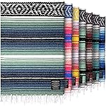 Hydration Nation Authentic Large Handwoven Mexican Blanket - Soft Yoga- Durable Serape- Lightweight Falsa, Beach, Camping, Picnic, Outdoor Blanket 70x50 - Arctic