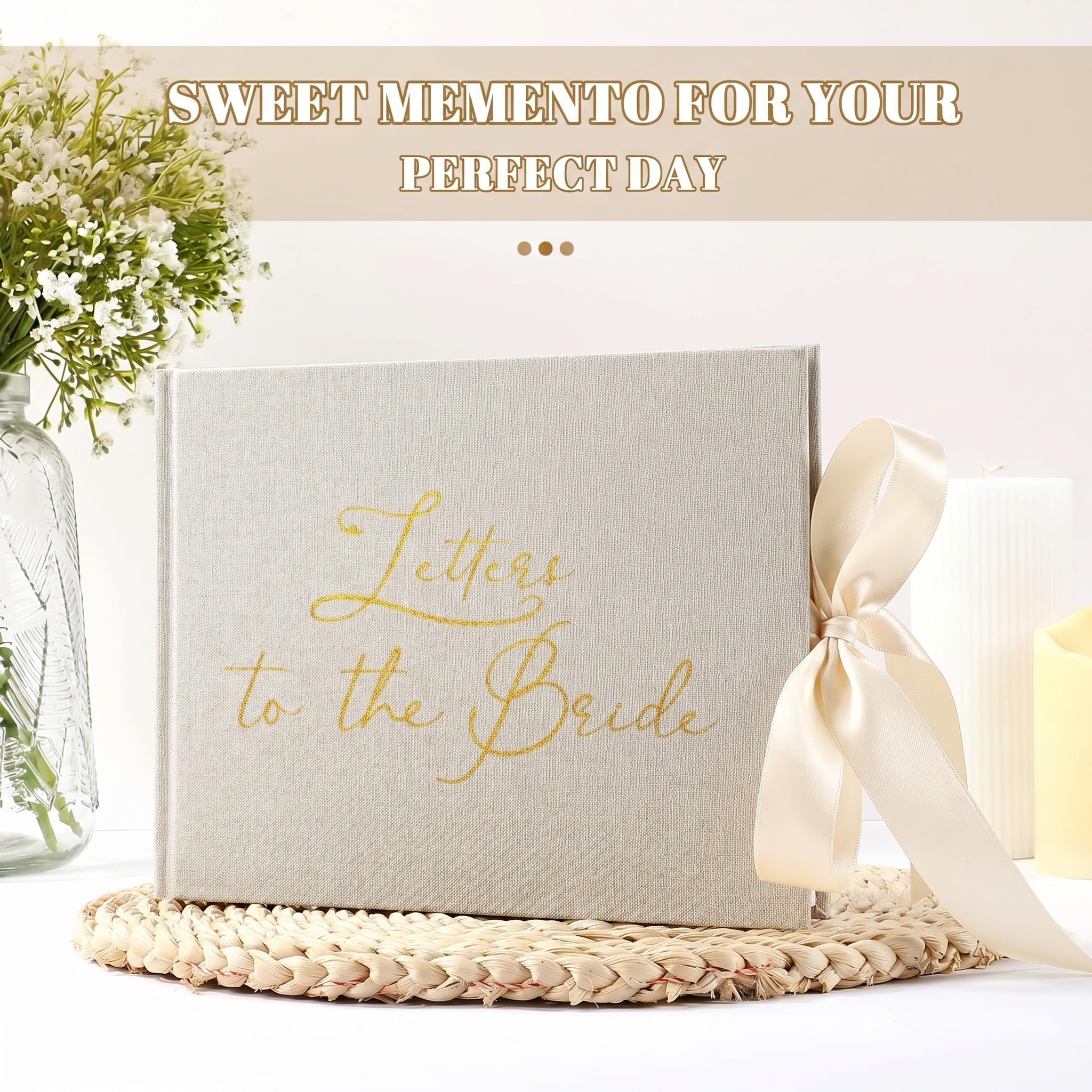 Libro de invitados de boda de 21.6 x 17.8 cm, cartas para la novia, álbum de recortes, libro de recuerdos de boda, álbum de recortes DIY de papel en blanco, álbum de fotos, libro de firmas de