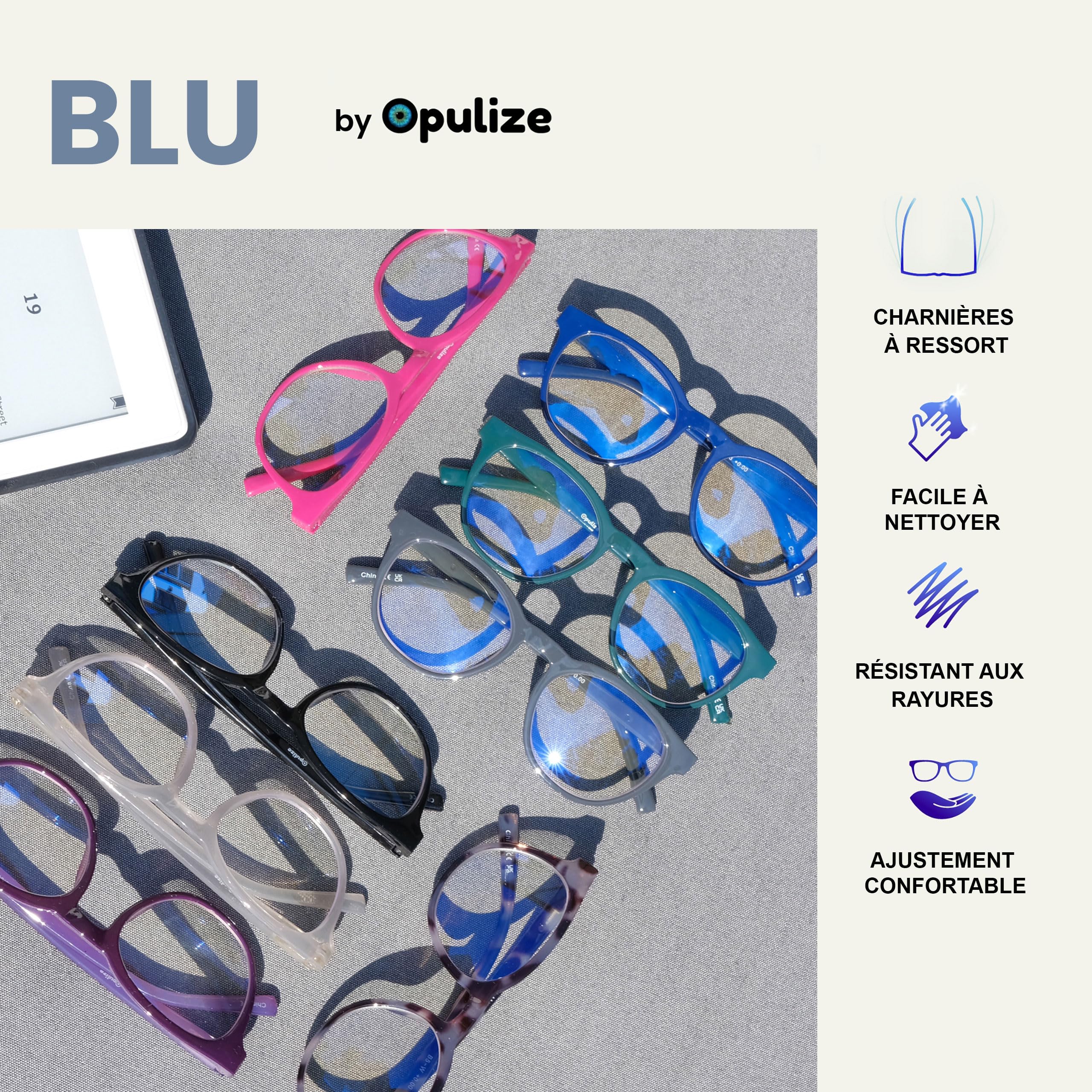 OPULIZE Blu Gafas con Bloqueo de Luz Azul Montura Redonda Negra Bisagras de Muelle Mejoran el Sueño Ordenador Gaming Antirreflejante Hombre Mujer B5-1 +0.00 - 5