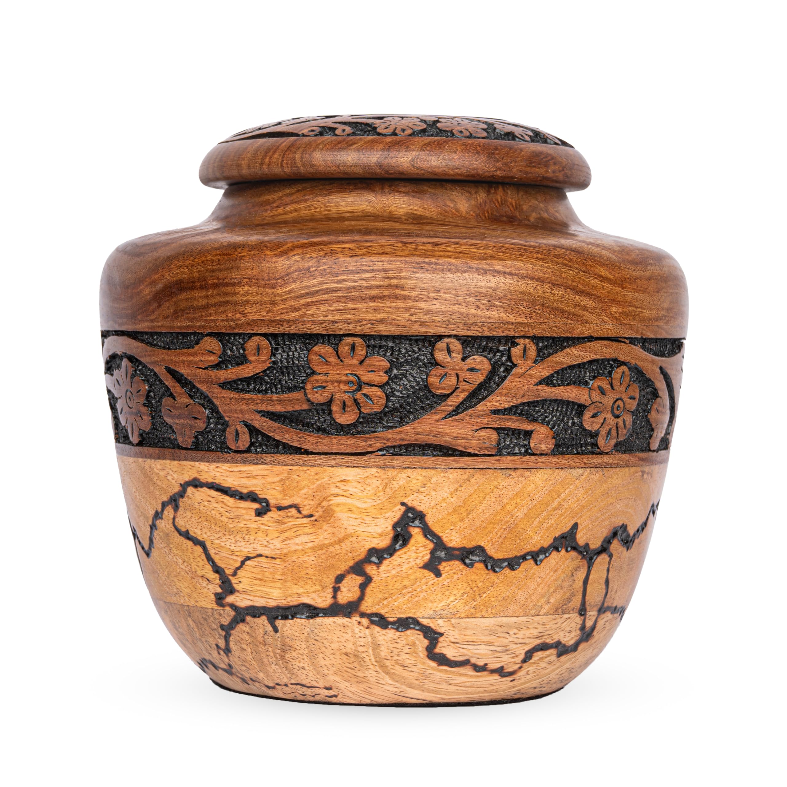 Cremation Urn for Human Ashes Adult Male and Female - Wooden Burial Urn for Ashes Memorial Keepsake Available in 6 Sizes (X-Large-170 lbs or 77 Kg)