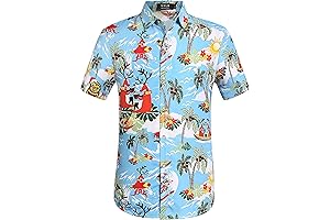 Tropical Hawaiian Men's Santa Claus Party Ugly Christmas Shirts