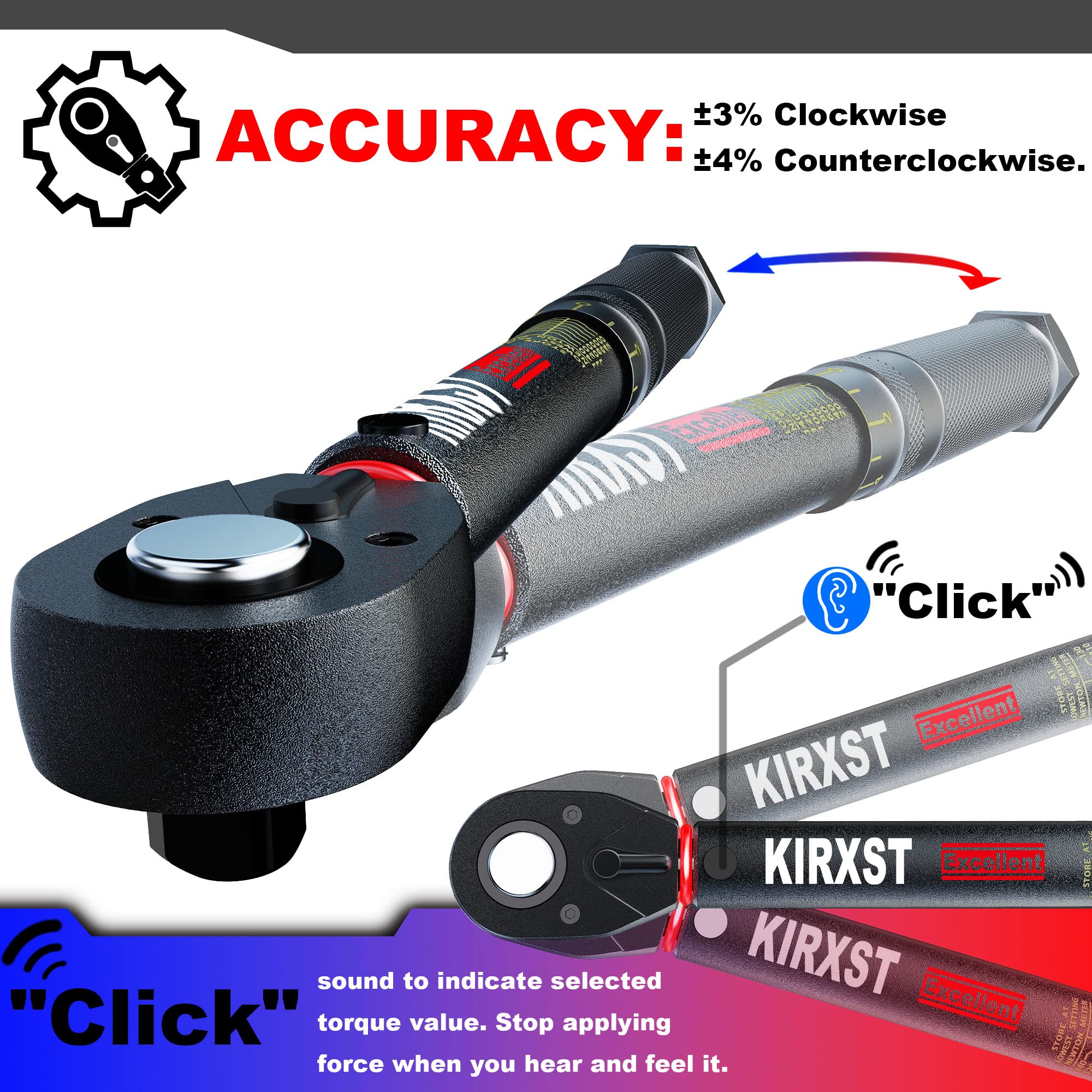 Chiave Dinamometrica 1/4'' 3-33 Nm Set, Bici, Auto e Moto Set Chiavi Dinamometriche, Nero