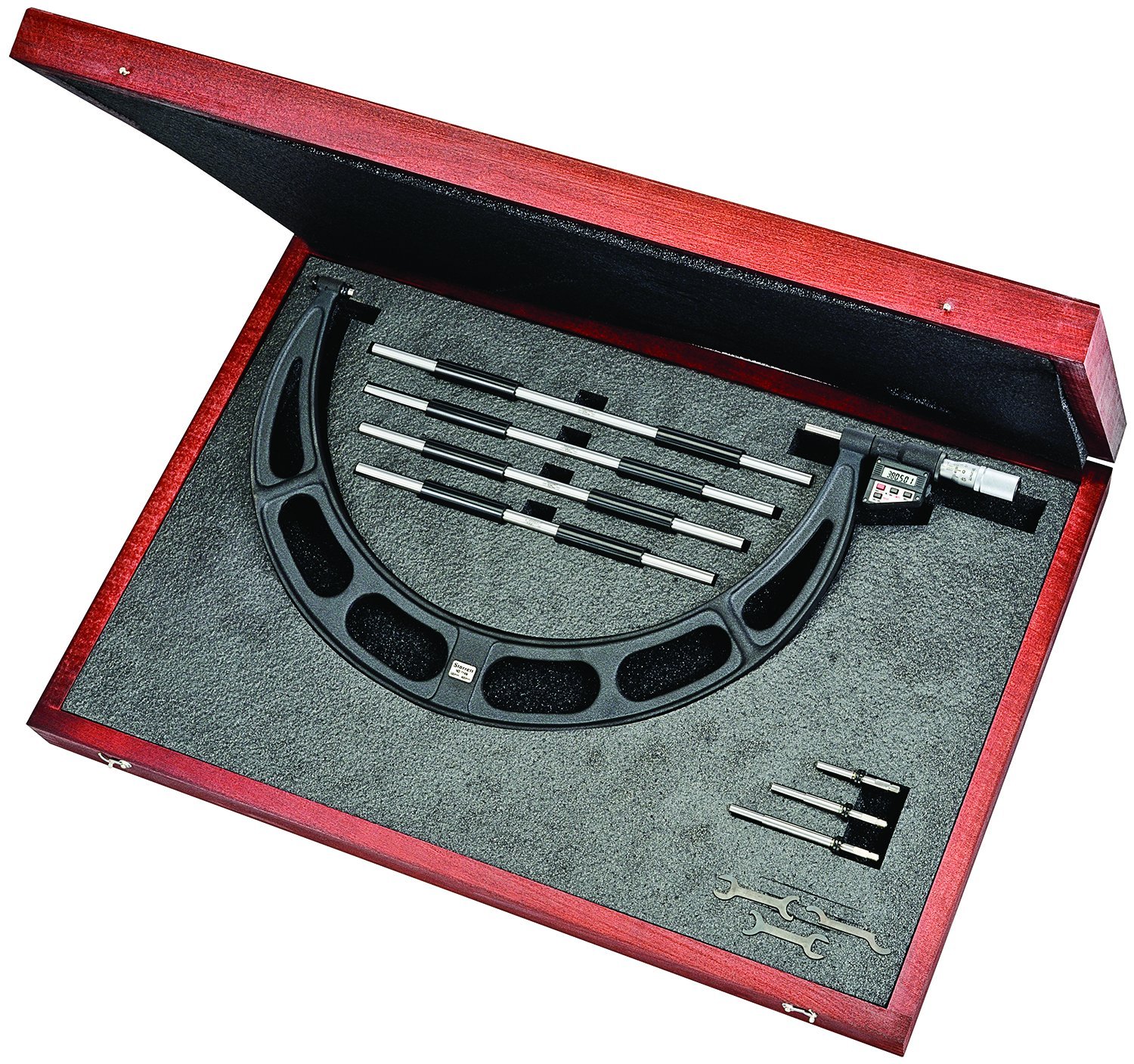 Starrett714MEDFLZ LCD Interchangeable Anvil Micrometre, Friction Thimble, Lock Nut, 300-400mm Range, 0.001mm Graduation, +/-0.008mm Accuracy