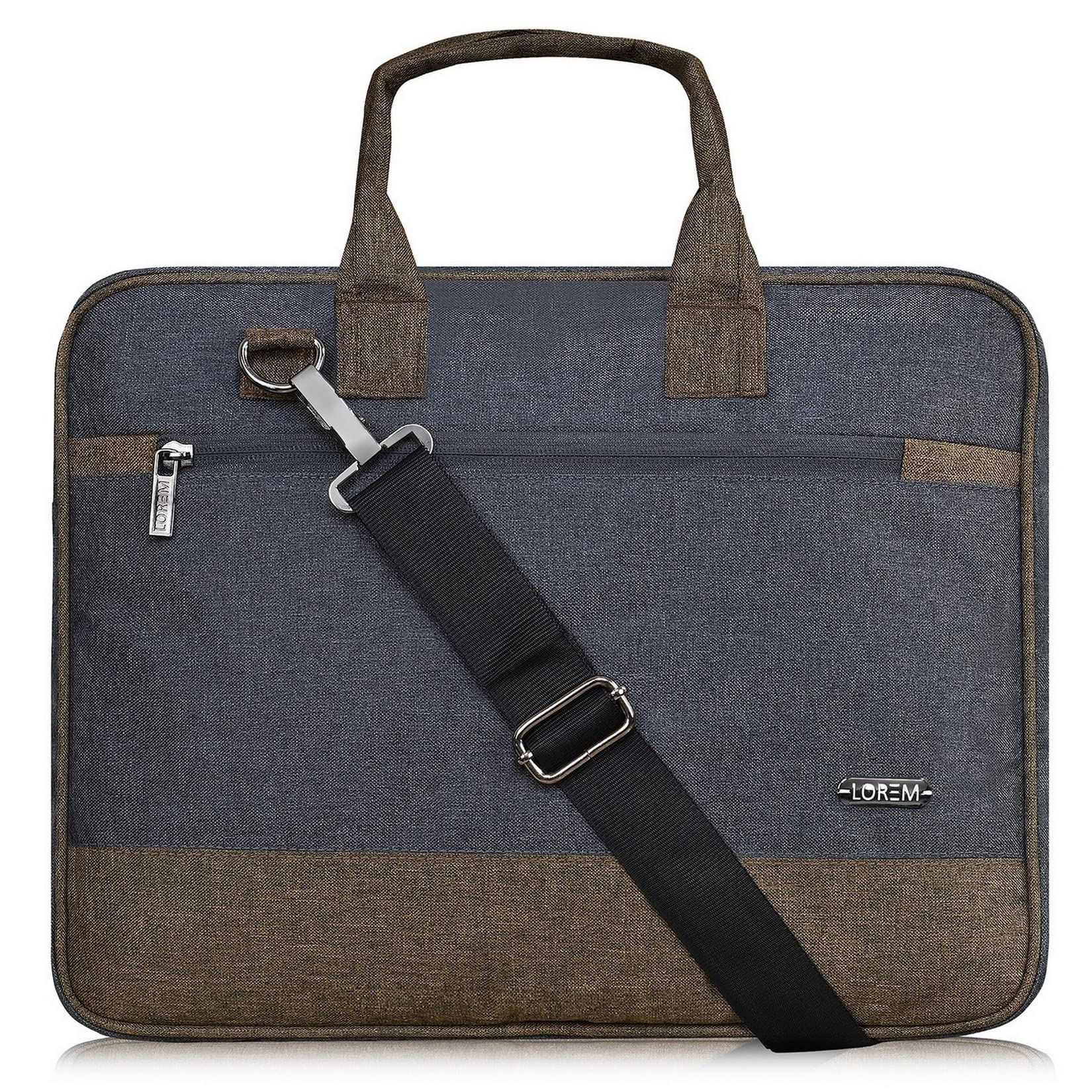 LOREM Grey & Khaki Faux Leather 10L Laptop Messenger Bag for Men & Women BG35-UFBG (B0B58L6GS2) Amazon Price History, Amazon Price Tracker