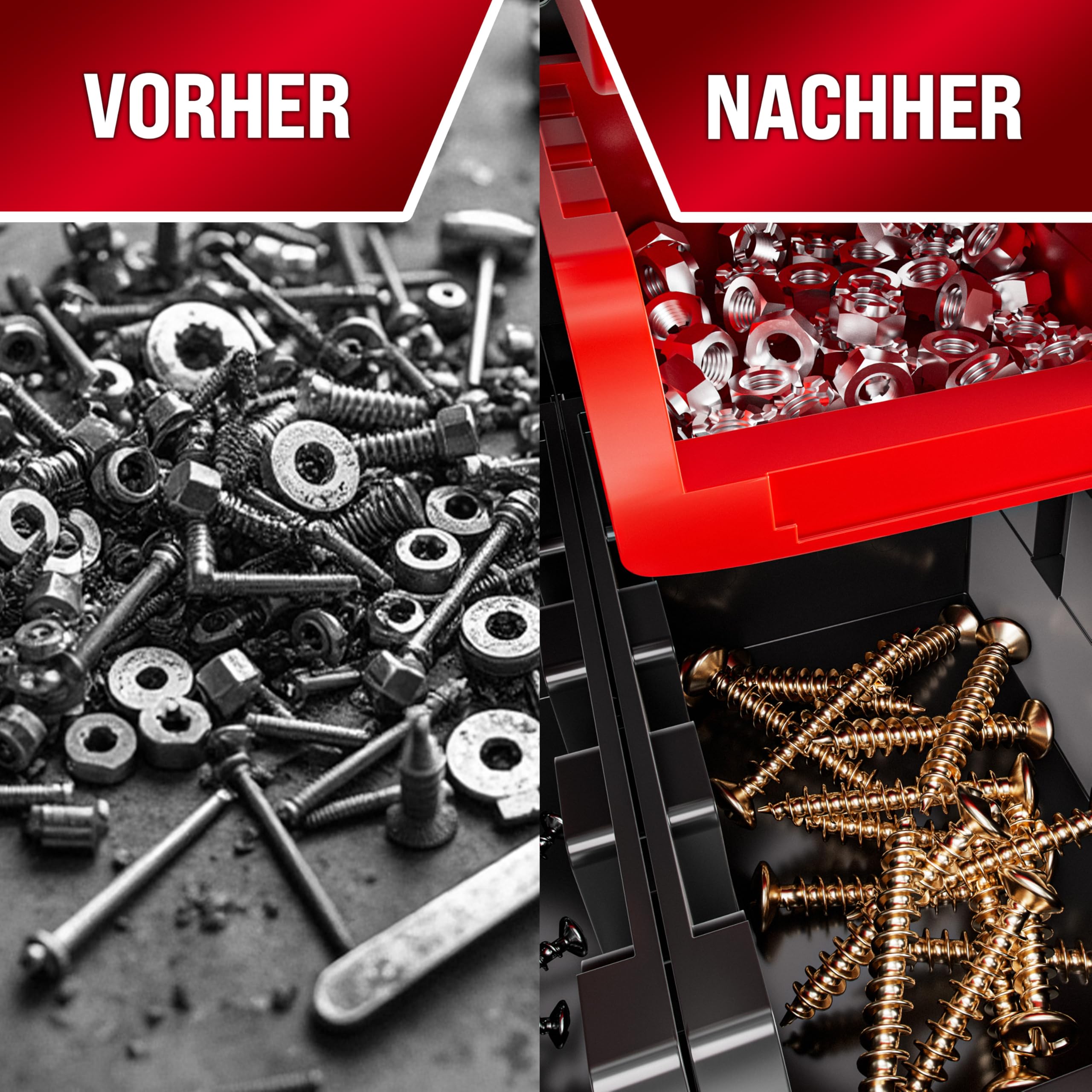 DEUBA® Wandregal mit Stapelboxen und Werkzeughalter 86 tlg Box Erweiterbar Werkstattregal Werkzeuglochwand
