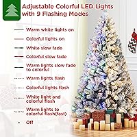 Vista 128 de Yaheetech 7.5ft Pre-lit Spruce Artificial Christmas Tree Snow Flocked Hinges Tree with 550 Multicolor LED Lights & 1284 Branch Tips & Metal Stand