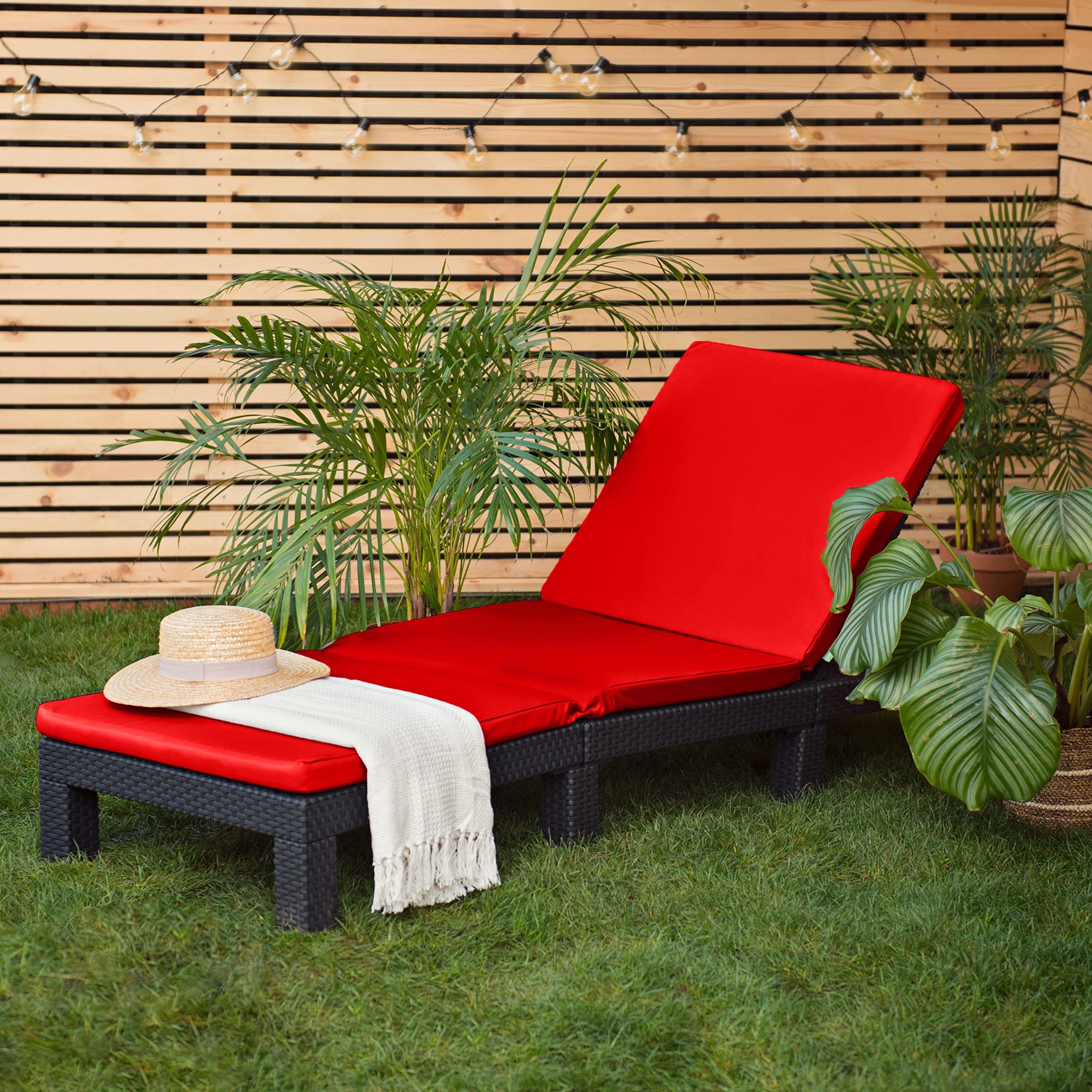 Gardenista Rembourrage de Remplacement pour transat de Jardin pour Allibert Keter Daytona | Coussin de transat en rotin inclinable pour Meubles de Patio | Résistant à l'eau et léger (Rouge)