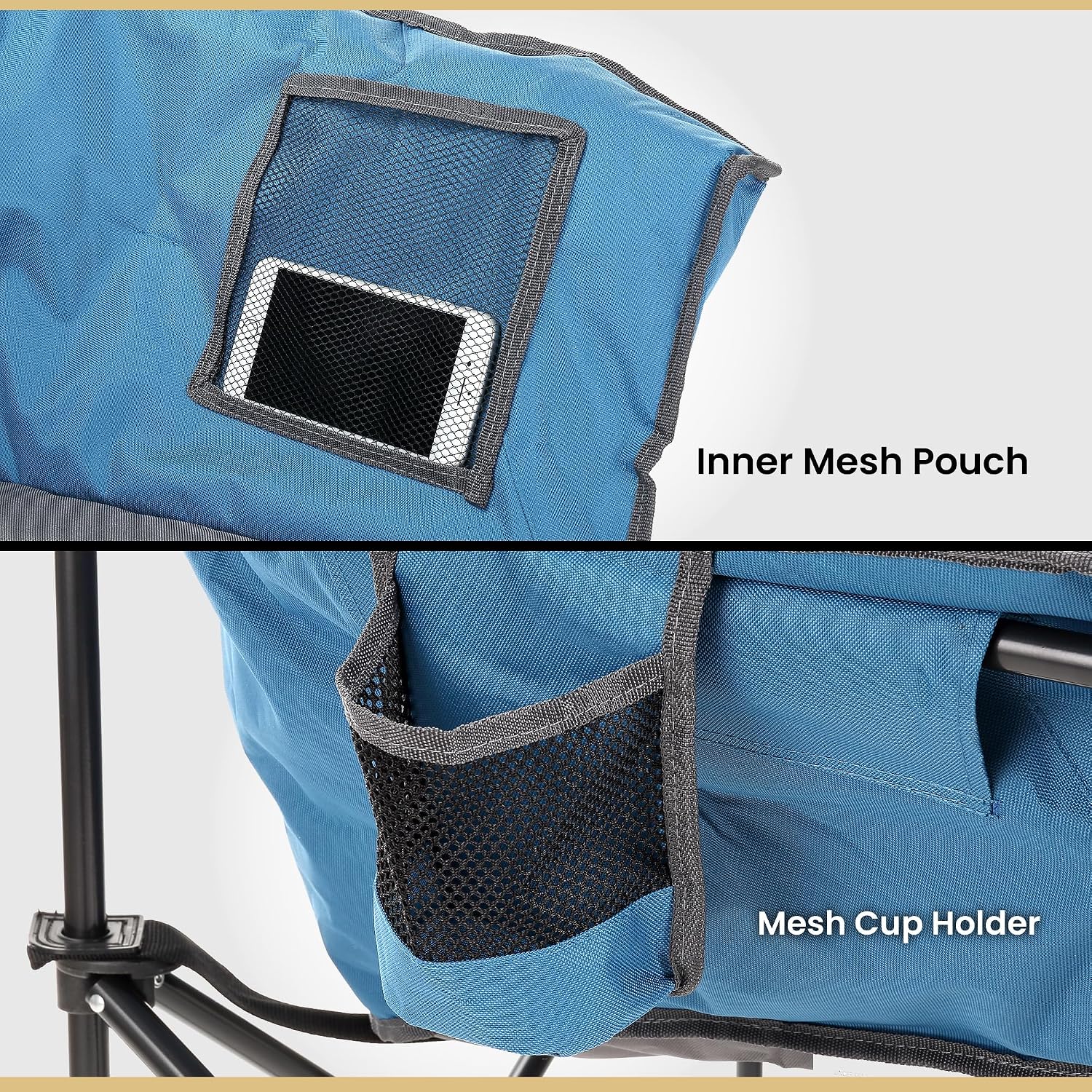 ARROWHEAD OUTDOOR Oversized Heavy-Duty Club Folding Camping Chair with Pocket, Cup Holder, Portable, Padded, Moon, Round, Saucer, Supports 330lbs, Carrying Bag