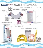 Vista 2 de POZA Flotador inflable de piscina de Estados Unidos – Lujosa tumbona divertida llena de confeti de estrellas plateadas brillantes, diseño de bandera
