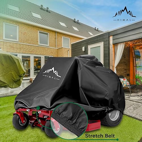 Miniatura 6 de Himal Outdoors Funda para cortacésped de giro cero, poliéster Oxford 600D resistente, protección UV, ajuste universal con cordón y bolsa de