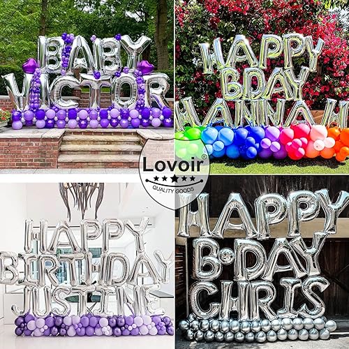 Miniatura 6 de Lovoir Globos plateados grandes de 40 pulgadas con la letra S de gran tamaño, globo de helio de aluminio de Mylar para fiesta de cumpleaños,