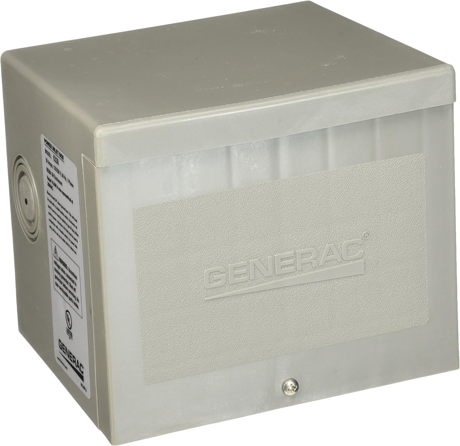 Generac 6338 50-Amp 125/250-Volt Raintight Power Inlet Box - Secure Outdoor Generator Connection