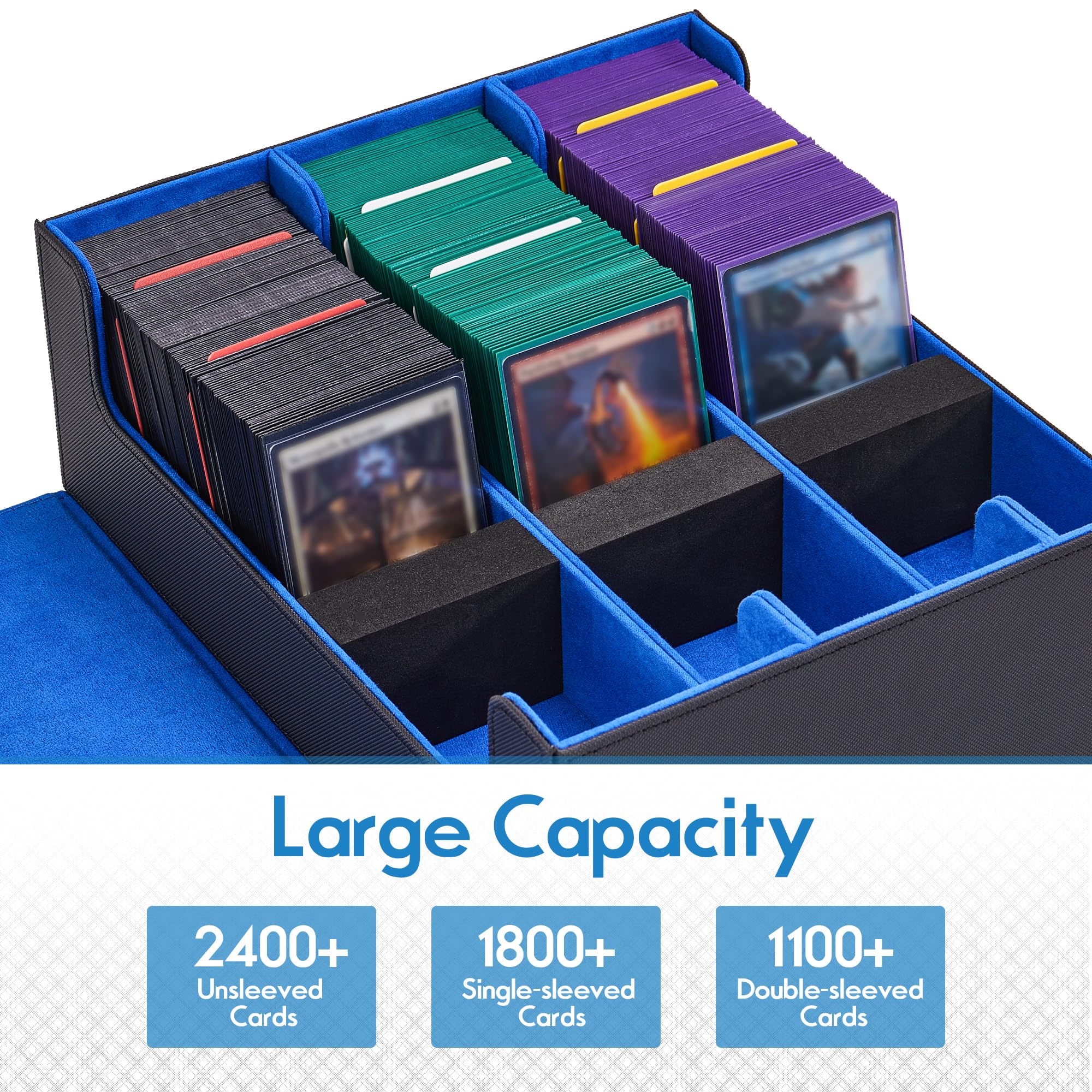 Zettokete Trading Card Storage Box 1800+,3 Row MTG Deck Box