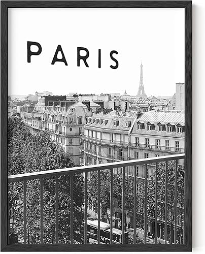 HAUS AND HUES Arte de pared de París en blanco y negro, póster de París, decoración de París para dormitorio, arte de pared de la Torre Eiffel en
